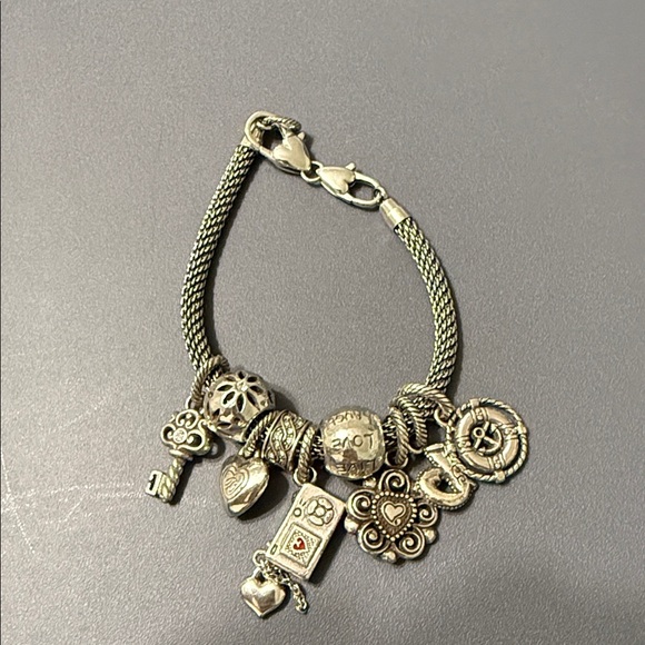 Silver Brighton Charm Bracelet with Heart and Key Accents - Picture 2 of 2